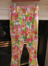 RARE WOMEN LILLY PULITZER FLORAL SUNSHINE MULTI-COLORED 100 COTTON PANTS 14