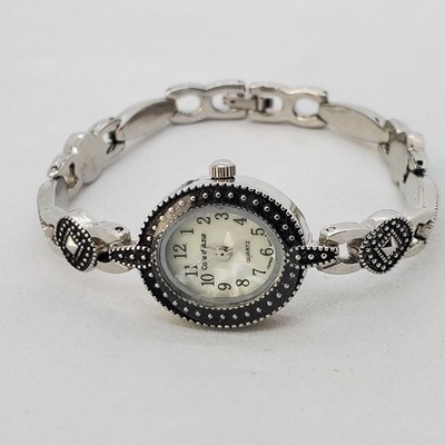Cote D' Azur Marcasite Women Watch 20MM Cream Dial 7'' New Battery