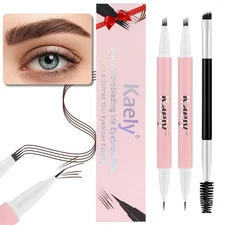 evpct 2Pcs Dark Brown Magic Microblading Dual-Ended Eyebrow Contouring Pen Br...