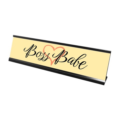 Boss Babe, gelbes Herz Schreibtischschild (2 x 8") - Bild 1 von 3