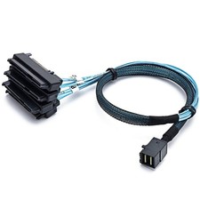 Mini SAS SFF-8643 to 4 SAS SFF-8482 Forward Breakout Cable with Power 1 Meter