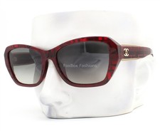 Chanel 5516A 1665/71 Sunglasses Polished Red Black Tweed Gold CC Logo w/case