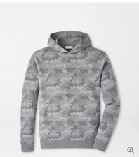 Peter Millar Men Large Gale Gray Popover Hoodie Merino Wool New With Honors Logo