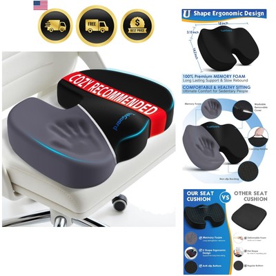 Seat Cushion for Office Chair Ergonomic Memory Foam Back Sciatica Tailbone Pa...