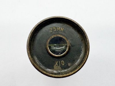 ANTIKE MESSING LUPE LINSE AUS TELESKOP ODER MIKROSKOP 25mm 10X