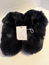 Women's Lauren Conrad Black Faux Fur Back Slide on Slippers Size Large 8-9 New