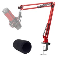 Red Mic Arm with HyperX QuadCast S - Premium QuadCast S Microphone Boom Arm f...