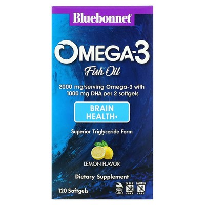 2 X Bluebonnet Nutrition, Natural Omega-3, Brain Formula, 120 Softgels