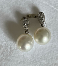 4505- White Gold Pearl and Diamond Earrings