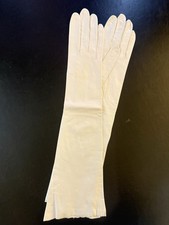 Vintage Women  s Ivory Kid Leather Opera Elbow L ength Gloves, Size 6.5