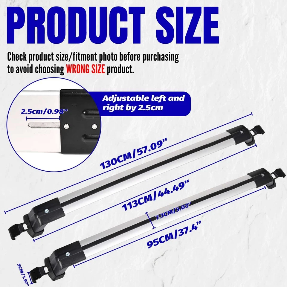 Car Top Roof Rack Cross Bar Cargo Kayak Carrier For Lexus CT200h 2011-2017 - Image 2 of 4