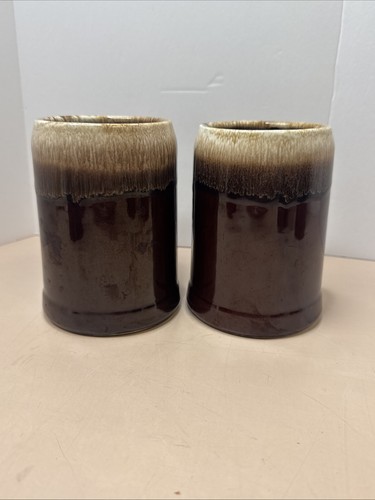 Vintage McCoy 6395 Brown Drip Beer Tankard Stein Mug Cup Set Of 2 ZZ20 - Picture 2 of 7