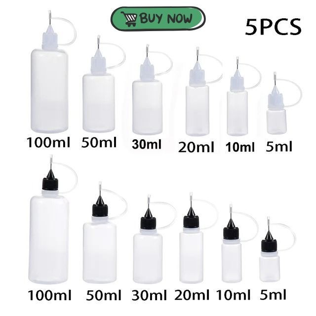 5PCS Needle Tip Glue Applicator Bottles 5-100ML DIY Craft Quilling Tool