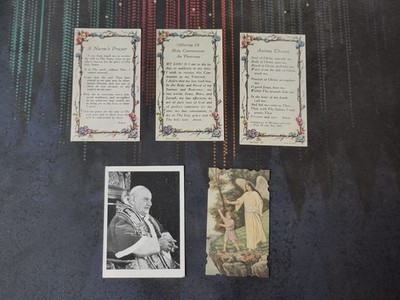 Konvolut x5 alte italienische katholische Heilig-/Gebetskarten - Anima Christi - klein 