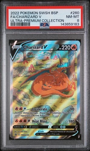 2022 POKEMON SWSH ULTRA-PREMIUM COLLECTION #260 FULL ART/CHARIZARD V PSA 8