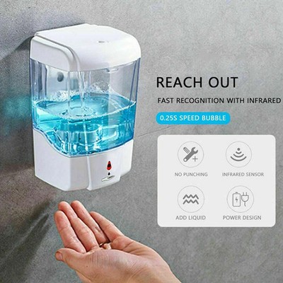 Automatic Liquid Soap/Alcohol Sanitizer Dispenser 700ML Hands-Free Sensor Wall