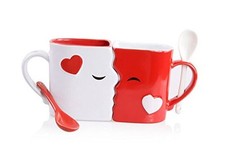 Kissing Mugs Set, Anniversary Wedding Gifts, Exquisitely Crafted Two Large