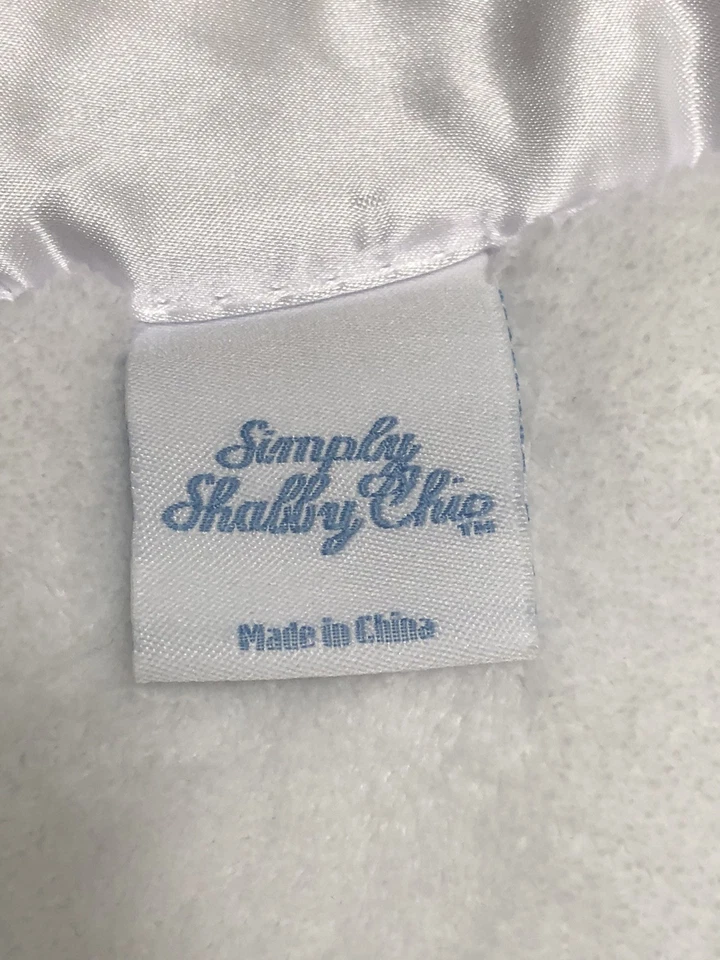 Simply Shabby Chic King Size Blanket K White Satin Trim 2 Ply Plush 116x94” EUC - Image 4 of 4