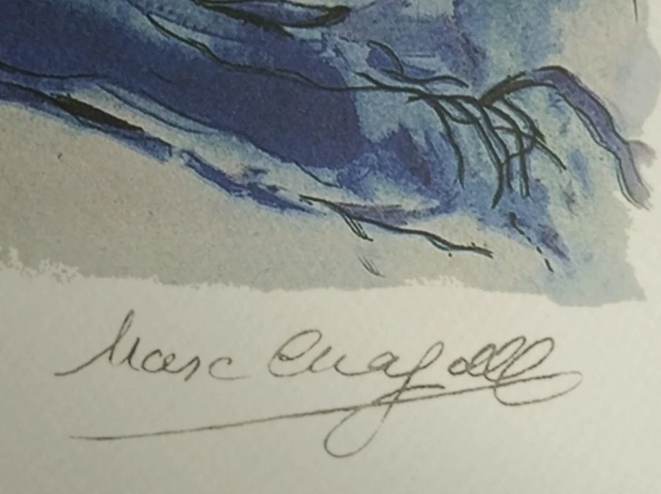 Marc Chagall Romantische Lithographie Liebhaber und rote Rosen L.E. Reproduktion, 72 x 51 - Bild 2 von 4