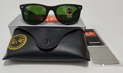 NEW Ray-Ban Wayfarer RB2140 Sunglasses Gloss Black Frame G15 Green Lens 50mm UK - Image 1 of 4