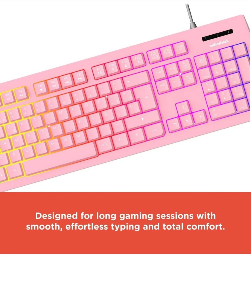 RadioShack Pink RGB Multi-Function Backlit Gaming Keyboard - Brand New - Image 2 of 4
