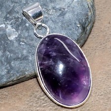 Ciondolo ametista naturale placcato argento 925 1,5" look audace gioielli GW