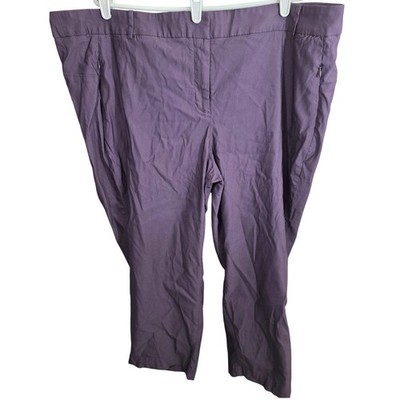 Lane Bryant Cropped Pants Plus Size 28 P 28P Petite Purple Stretch Zip Pockets