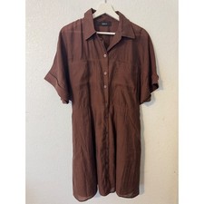 Forever 21 Women's Brown Button Front Short Sleeve Shirt Dress XL