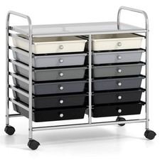 12 Drawers Rolling Cart Storage Scrapbook Paper Studio Organizer Bins Black