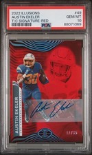 Austin Ekeler POP 2 2022 Panini Illusions Austin Ekeler #49 Red /35 AUTO PSA 10