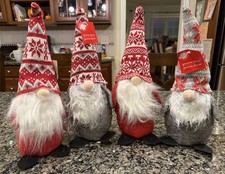 4 Holiday Gnomes Lot Red and Gray by Christmas House