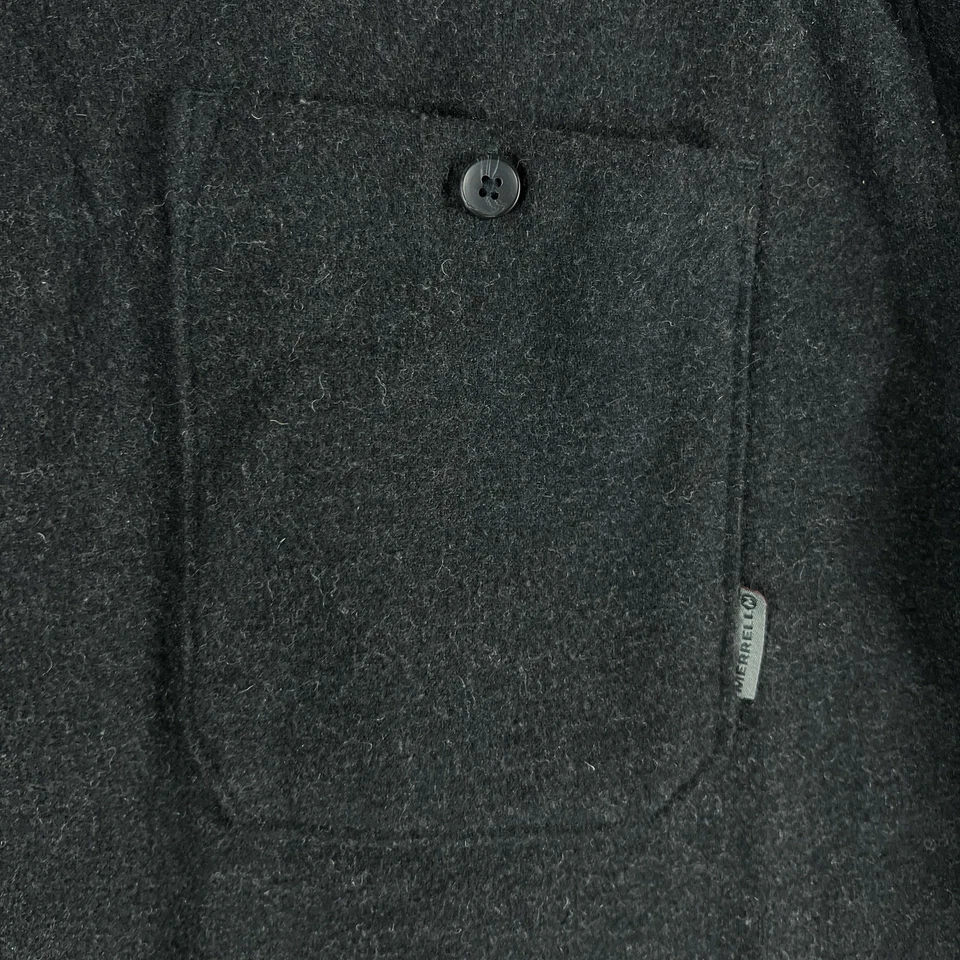 Merrell Shirt Mens Extra Large Black Wool Blend Button Front Two Pocket Outdoor - Image 3 of 4