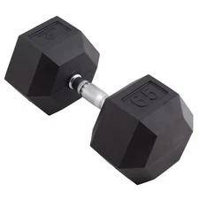 Body Sport Rubber Encased Hex Dumbbell Weight (Single) - Chrome, Anti-Slip Grip
