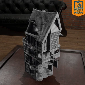 Helwick Shop 4 Ruin 3D Printed Terrain - Fantasy High Street Shopfront Building, 28-32mm Tabletop Wargaming & RPG Scatter Scenery