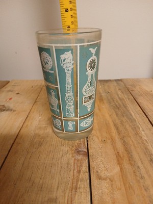 Vintage Libbey Americana Drinking Glass MCM Green and White EUC Cups Replacement