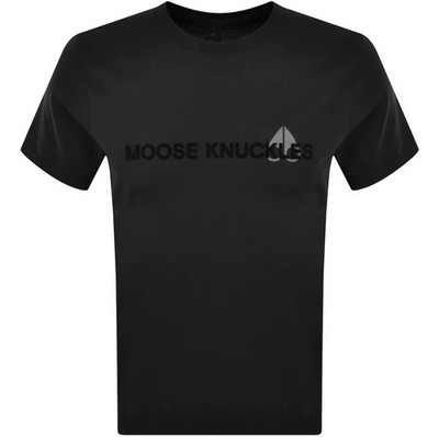 MOOSE KNUCKLES CONWAY BAUMWOLL-T-SHIRT SCHWARZ M UVP £90 NEU MIT ETIKETT