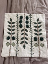 Embroidered Floral Pillow Sham, White/Green, ...