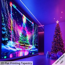 2D Flat, 1pc Extra Large Neon Glow-in-the-Dark Christmas Tree & Winter Wonderlan