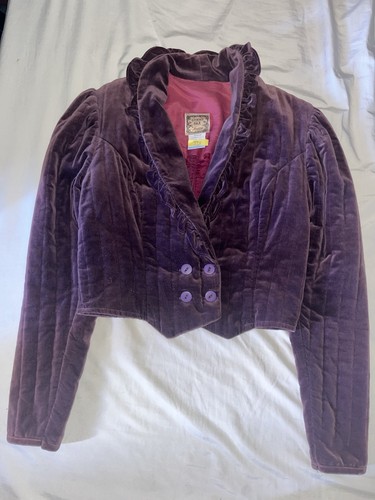 Gunne Sax 1970s Vintage Victorian Inspired Purple Velvet Cropped Riding Jacket - Picture 2 of 9