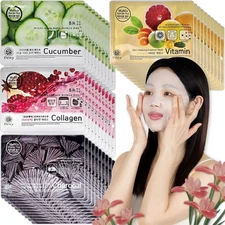 Korea Beauty Facial Sheet Masks Hydrating & Radiance Mix Set 4types (40pcs)