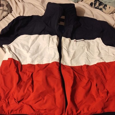 Tommy Hilfiger Colorblock Jacket Men's XXL Navy Red White Full Zip Logo Casual