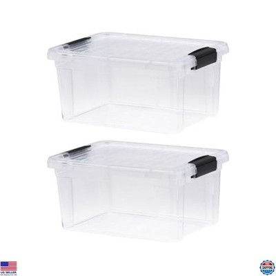 Superio 2 Pack Storage Bins with Lids, 6.6 Qt Clear Stackable Plastic Containers