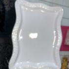 CERIART Large White Embossed Rectangle Platter Bowl Plate 14x10.5 Portugal Wavy