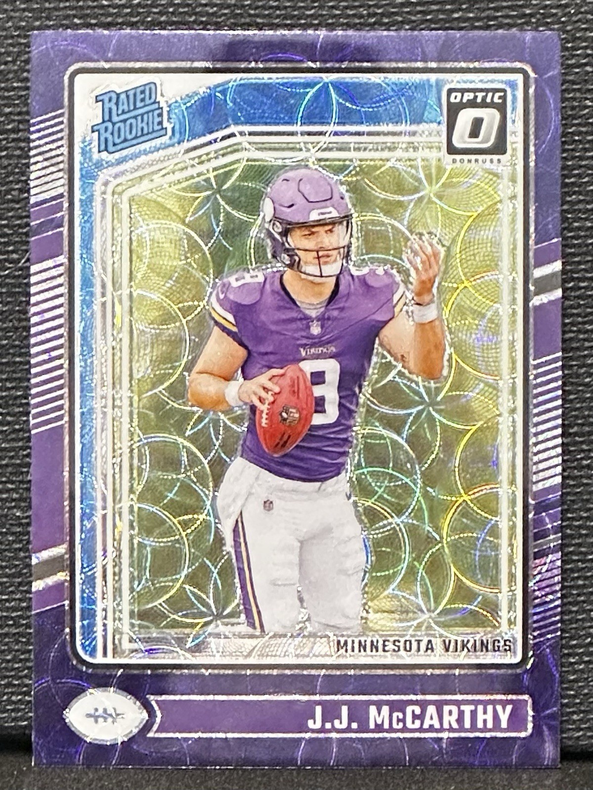 J.J. MCCARTHY PURPLE SCOPE PRIZM 2024 Donruss Optic Rated Rookie 235 RC Vikings