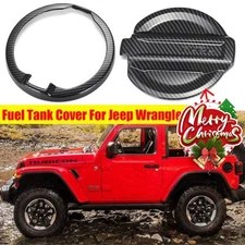 Carbon Fiber Fuel Door Cover Filler Gas Tank Cap Trim For 2018+ Jeep Wrangler JL