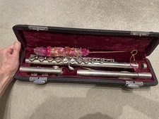 Lark Flute Silver Tone Musical Instrument with Hard Case