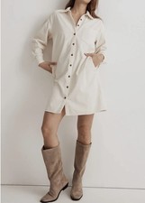 Madewell Womens Mini Shirt Dress Corduroy Pockets Button Front Cotton M