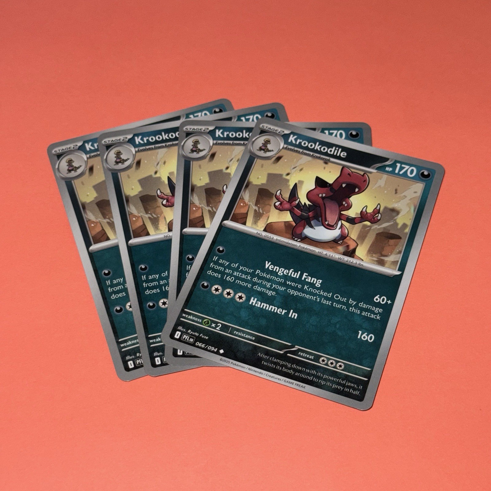x4 Krookodile 066/094 - ME02 Phantasmal Flames PFL - Pokemon - NM/M English