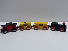 Brio Vintage 1980s Wooden Train Set Engine Tanker Boxcar Caboose Made In Sweden
