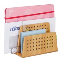 Relaxdays Dokumentenhalter Aus Bambus, 2 FäCher, A5 BriefstäNder Natur Neu